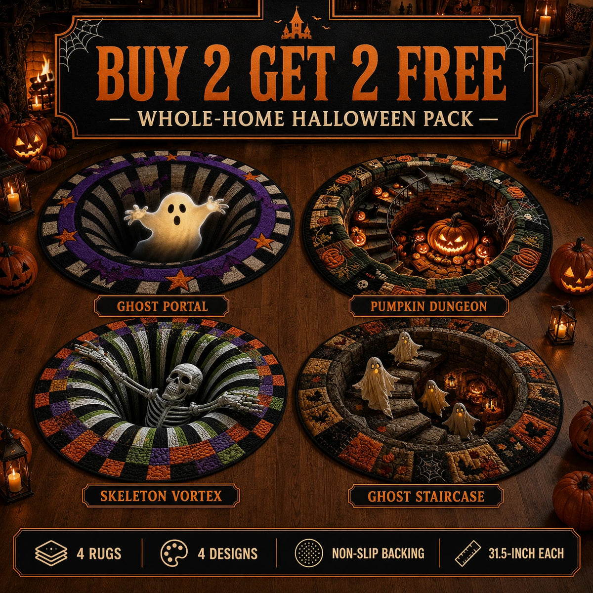 Pureluxoยฎ ๐๐ Halloween 3D Illusion Rug๐