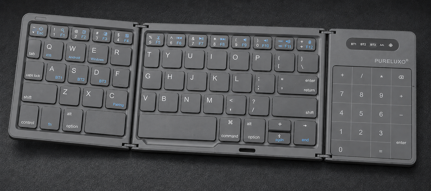 🔥Pureluxo® FoldLink Pro — 5-Device Folding Touch Numpad Keyboard