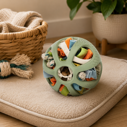 Interactive Snuffle Puzzle Ball for Dogs – Treat-Dispensing Enrichment Toy