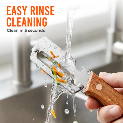Easy-Grip Wooden Peeler & Veggie Shredder