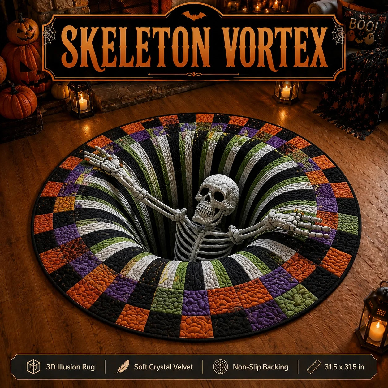 KORAKIO® 💀🌀 Halloween 3D Illusion Rug
