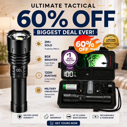 60% OFF — ENDS IN 2 HOURS Billhol® Super Bright Ultimate Survival Flashlight