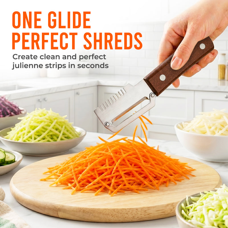 Easy-Grip Wooden Peeler & Veggie Shredder