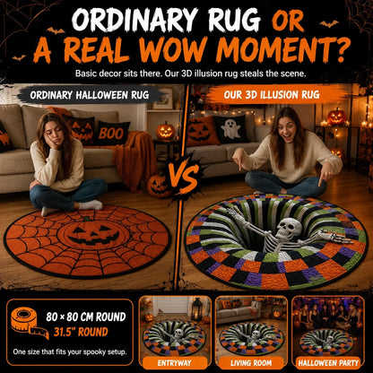 KORAKIO® 💀🌀 Halloween 3D Illusion Rug