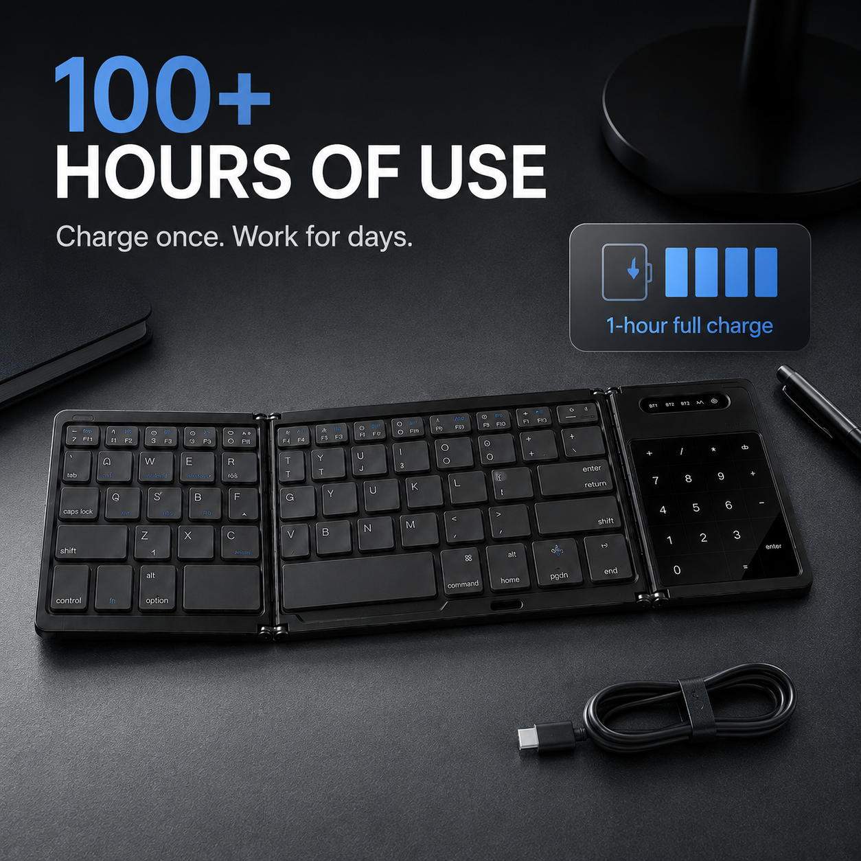 🔥Pureluxo® FoldLink Pro — 5-Device Folding Touch Numpad Keyboard