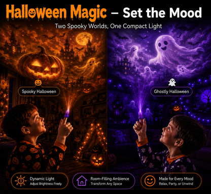 Billhol® 🎃2026 Magic Finger Projection Light-Halloween Limited Edition👻 Create 24+ Immersive Scenes Across 6 Themed Worlds