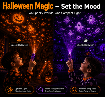 Billhol® 🎃2026 Magic Finger Projection Light-Halloween Limited Edition👻 Create 24+ Immersive Scenes Across 6 Themed Worlds