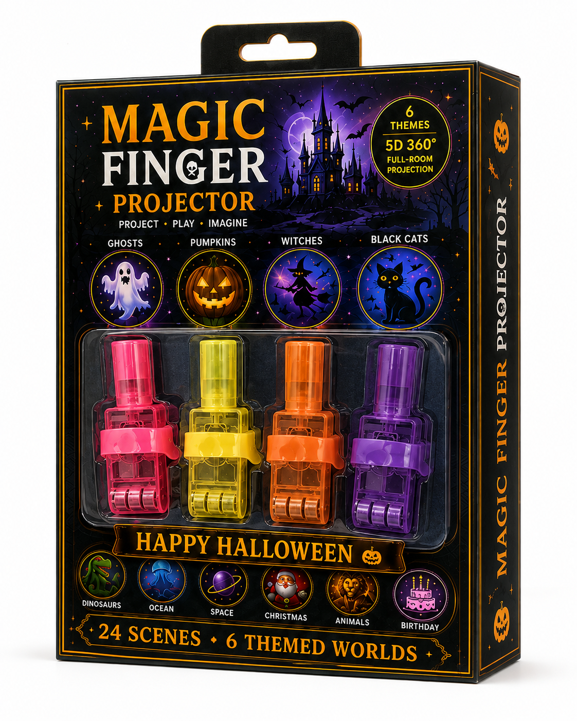 Billhol® 🎃2026 Magic Finger Projection Light-Halloween Limited Edition👻 Create 24+ Immersive Scenes Across 6 Themed Worlds
