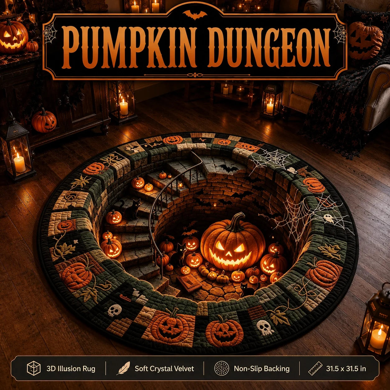 KORAKIO® 💀🌀 Halloween 3D Illusion Rug