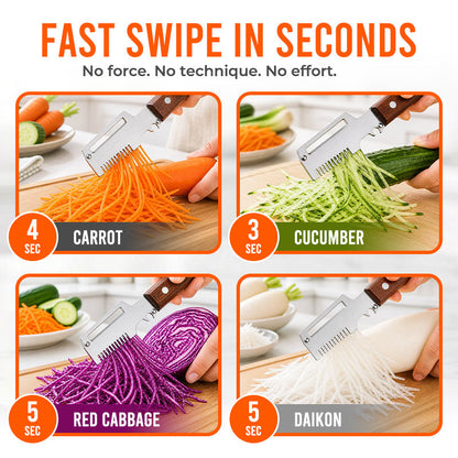 Easy-Grip Wooden Peeler & Veggie Shredder