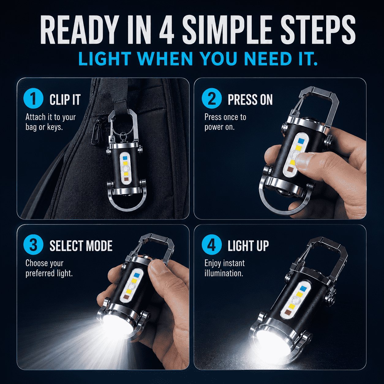 Sky-Reaching Beam Mini Keychain Flashlight – Ultra Bright Waterproof LED Pocket Light