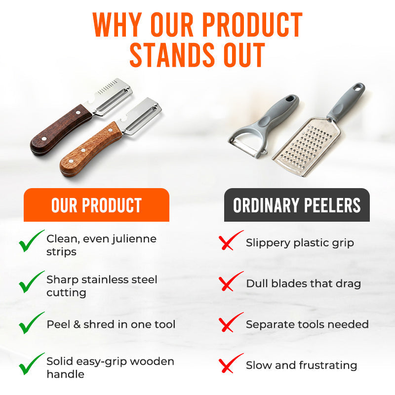 Easy-Grip Wooden Peeler & Veggie Shredder