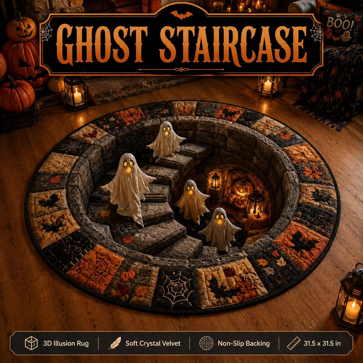 KORAKIO® 💀🌀 Halloween 3D Illusion Rug