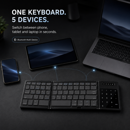 🔥Pureluxo® FoldLink Pro — 5-Device Folding Touch Numpad Keyboard