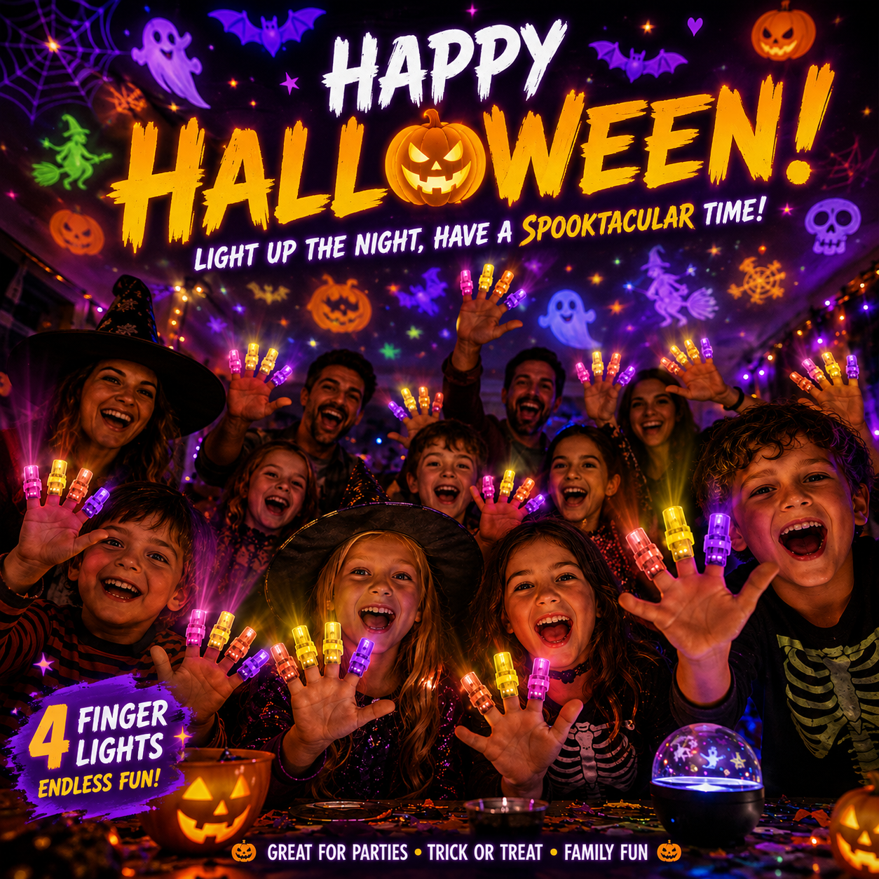 Billhol® 🎃2026 Magic Finger Projection Light-Halloween Limited Edition👻 Create 24+ Immersive Scenes Across 6 Themed Worlds
