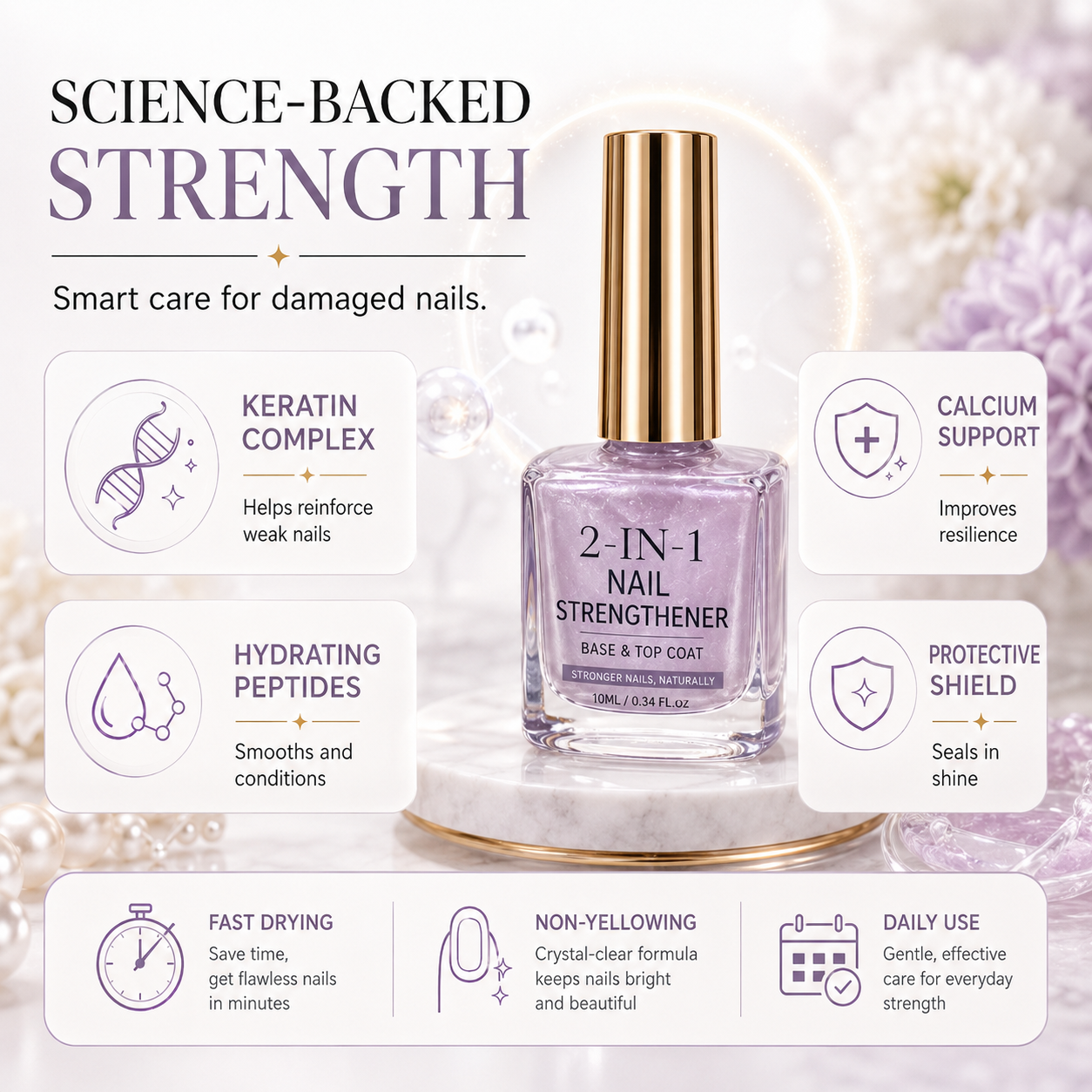 🎉💅 40% OFF !! ⏰ Lilac Glossy Nail Strengthener – Strengthen Weak Nails & Restore Natural Shine — Devareon®