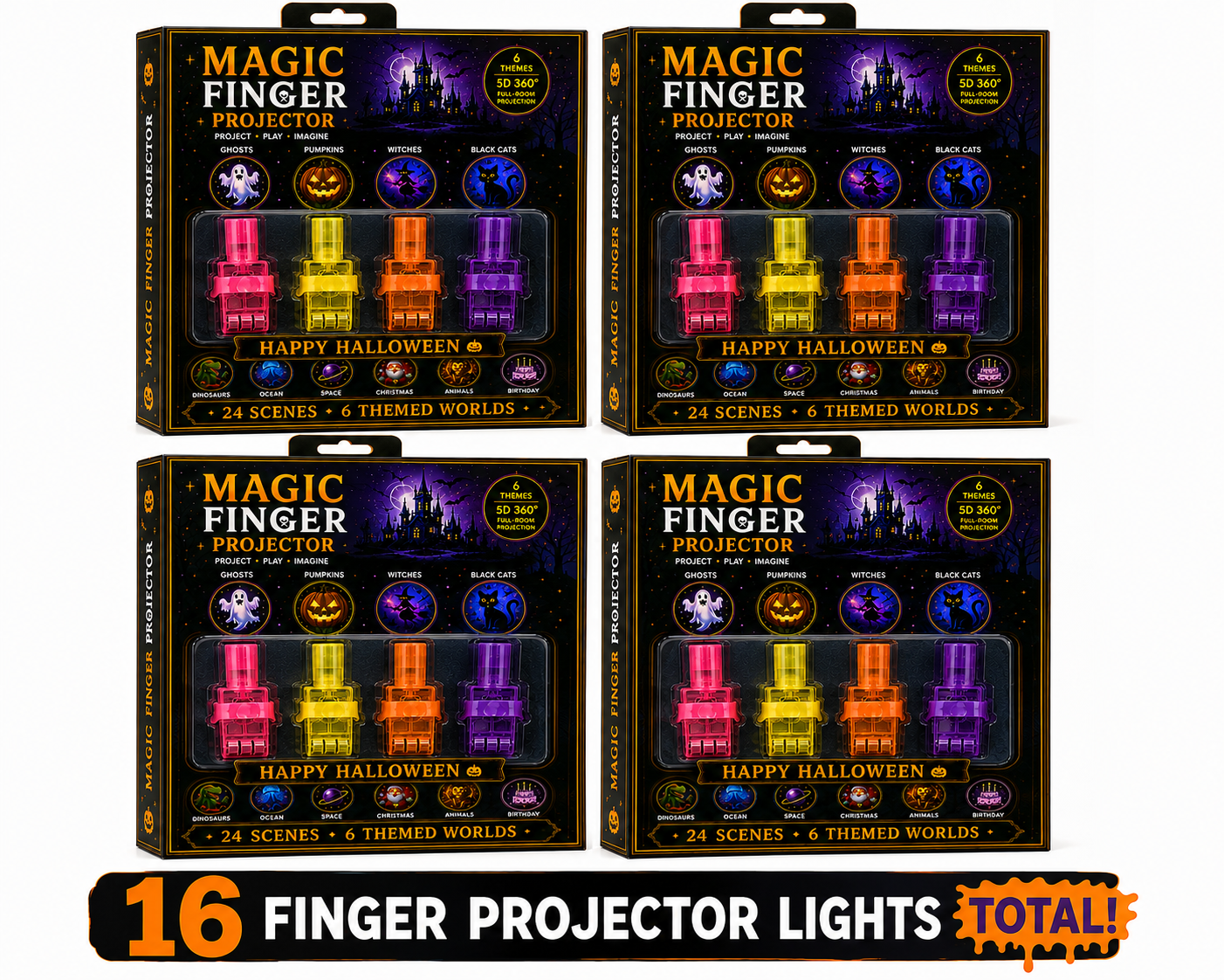 Billhol® 🎃2026 Magic Finger Projection Light-Halloween Limited Edition👻 Create 24+ Immersive Scenes Across 6 Themed Worlds