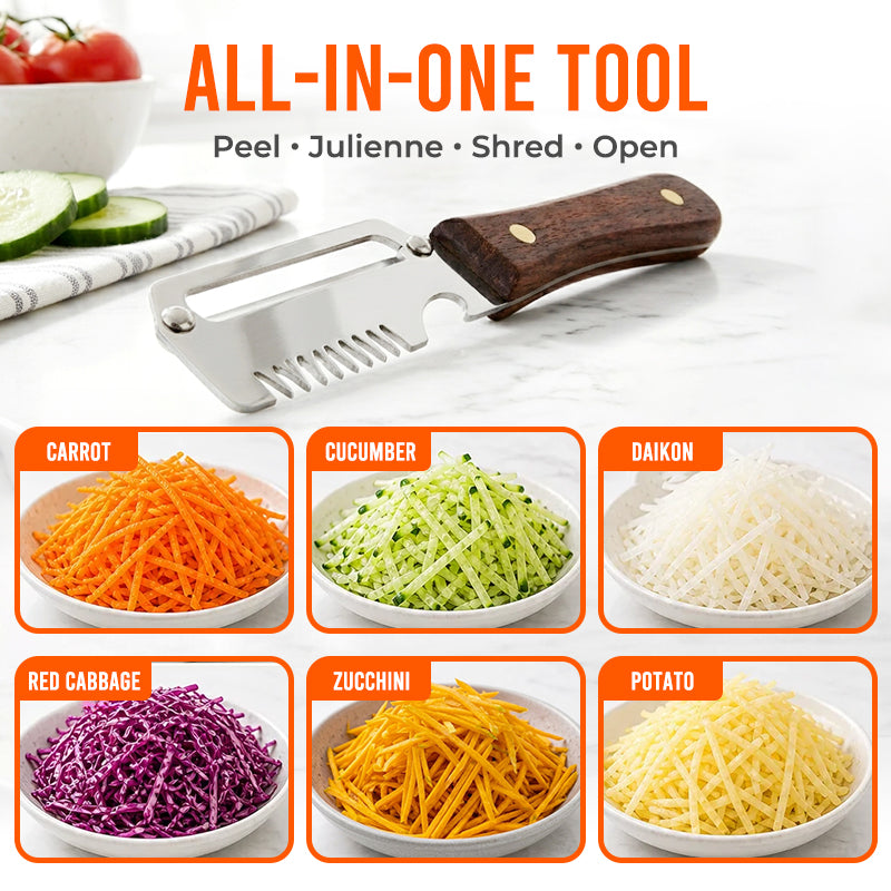 Easy-Grip Wooden Peeler & Veggie Shredder