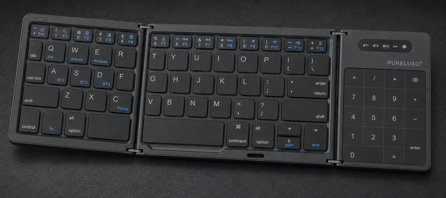 🔥Pureluxo® FoldLink Pro — 5-Device Folding Touch Numpad Keyboard
