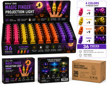 Billhol® 🎃2026 Magic Finger Projection Light-Halloween Limited Edition👻 Create 24+ Immersive Scenes Across 6 Themed Worlds