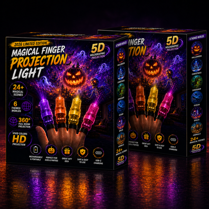 Billhol® 🎃2026 Magic Finger Projection Light-Halloween Limited Edition👻 Create 24+ Immersive Scenes Across 6 Themed Worlds
