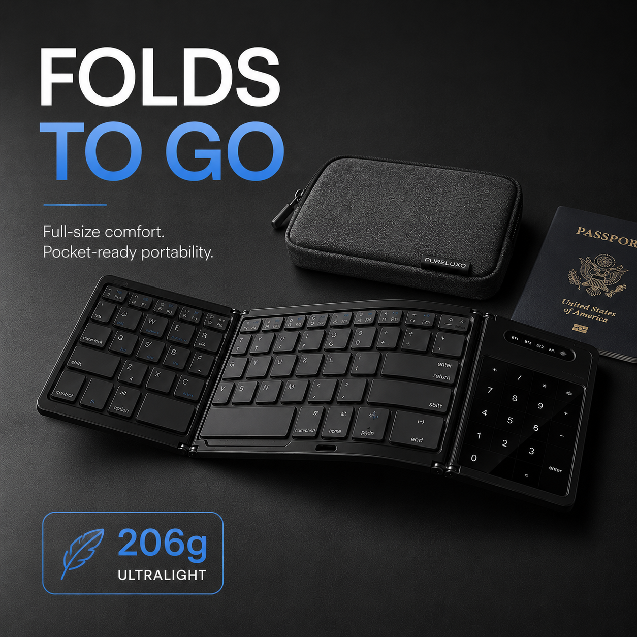 🔥Pureluxo® FoldLink Pro — 5-Device Folding Touch Numpad Keyboard