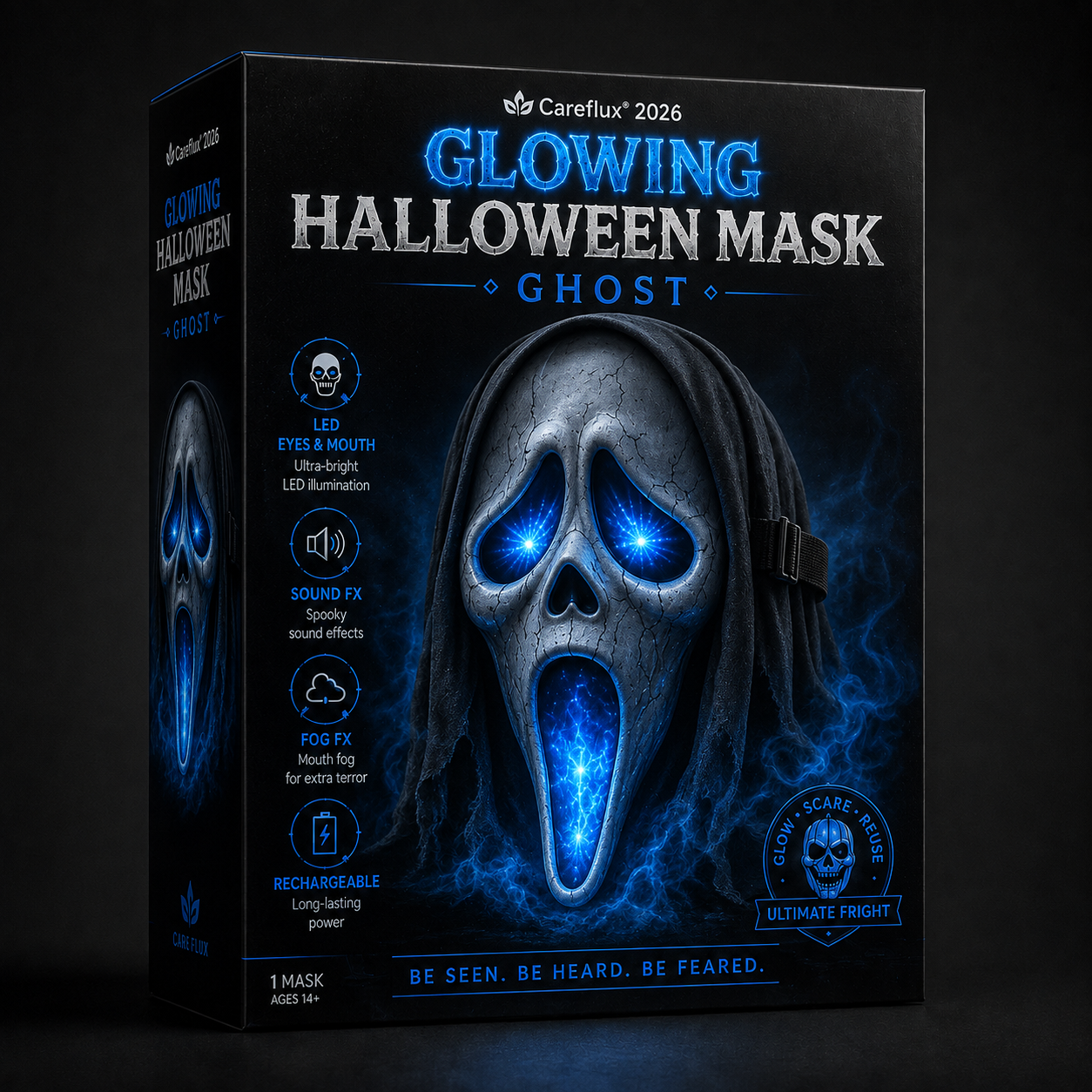 🎃 Careflux® 2026 Interactive Glow Halloween Mask 👻🌫️🔊