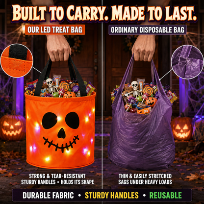 LED Light-Up Halloween Pumpkin Candy Buckets – Reusable Trick-or-Treat Bags🎃