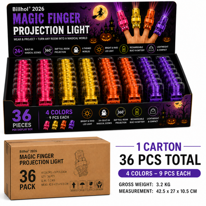 Billhol® 🎃2026 Magic Finger Projection Light-Halloween Limited Edition👻 Create 24+ Immersive Scenes Across 6 Themed Worlds