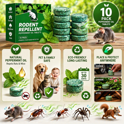 💥LAST DAY SALE 50%OFF💥🟢Healrize®Natural Peppermint Rodent Repellent Tablets – 10 Pack