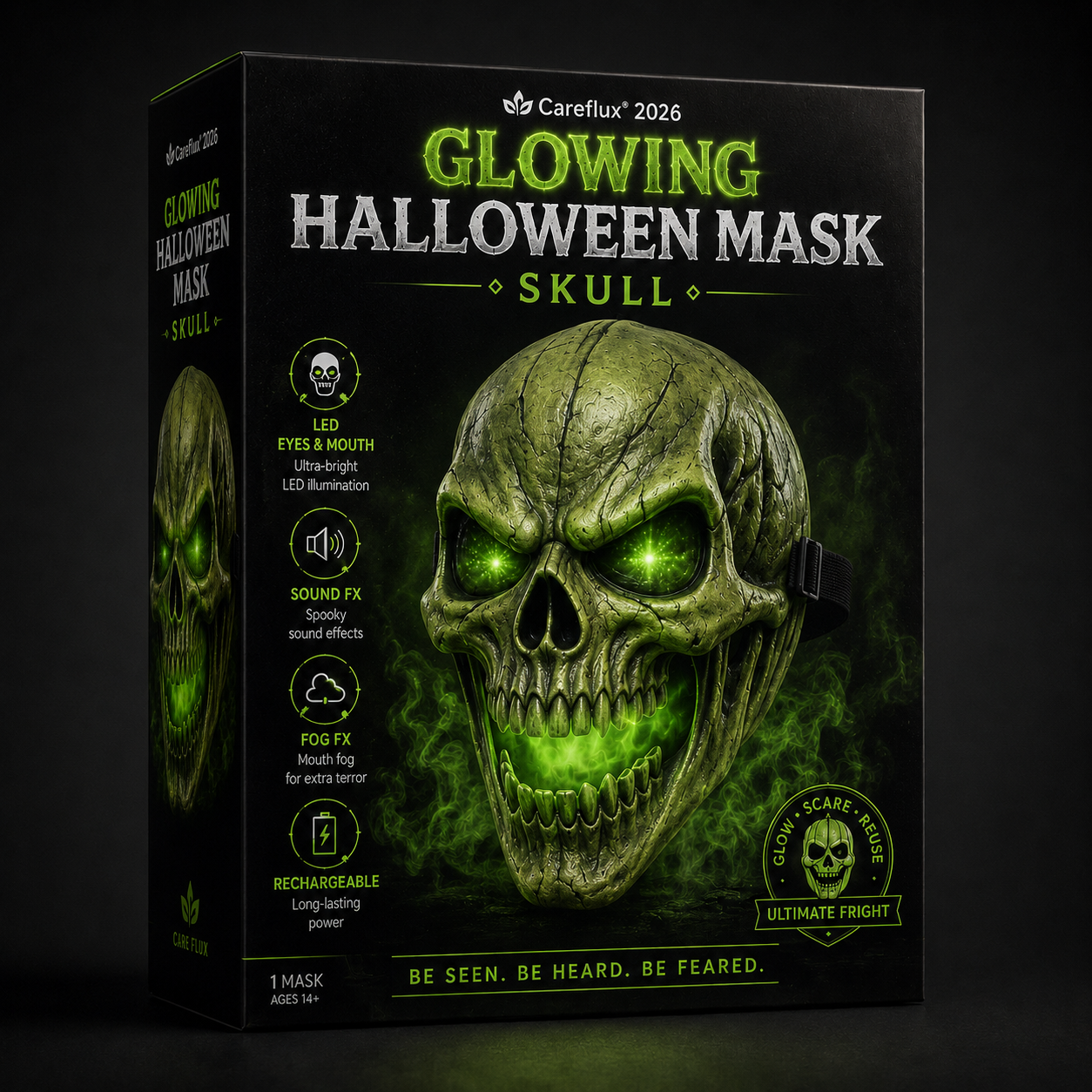 🎃 Careflux® 2026 Interactive Glow Halloween Mask 👻🌫️🔊