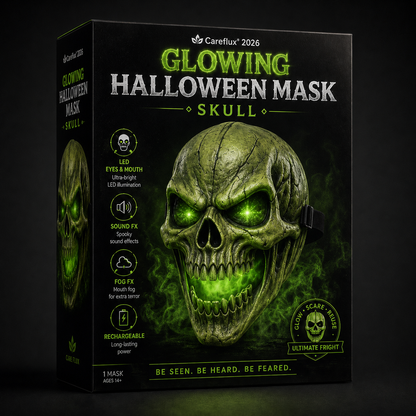 🎃 Careflux® 2026 Interactive Glow Halloween Mask 👻🌫️🔊