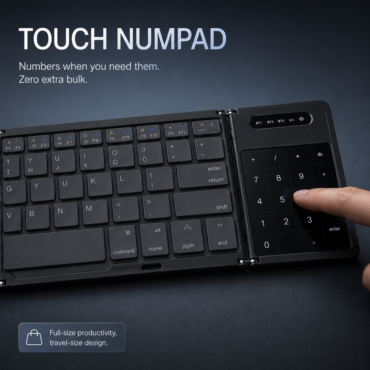 🔥Pureluxo® FoldLink Pro — 5-Device Folding Touch Numpad Keyboard