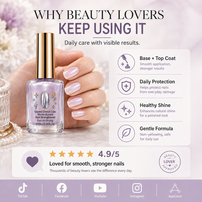 🎉💅 40% OFF !! ⏰ Lilac Glossy Nail Strengthener – Strengthen Weak Nails & Restore Natural Shine — Devareon®