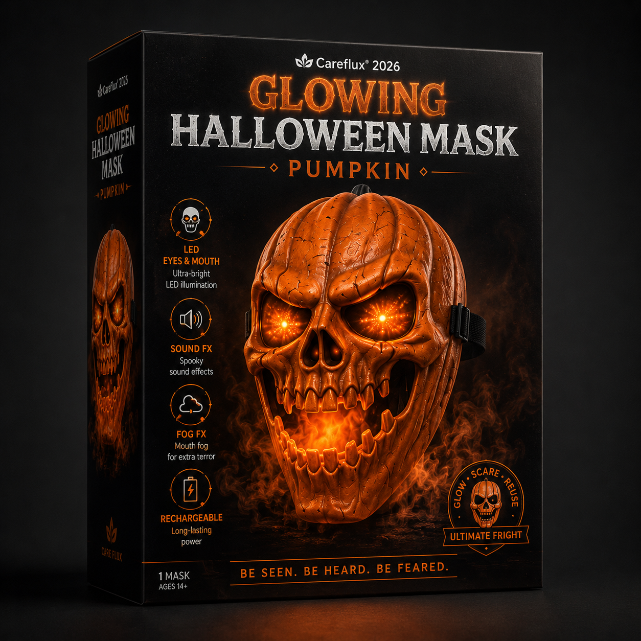 🎃 Careflux® 2026 Interactive Glow Halloween Mask 👻🌫️🔊