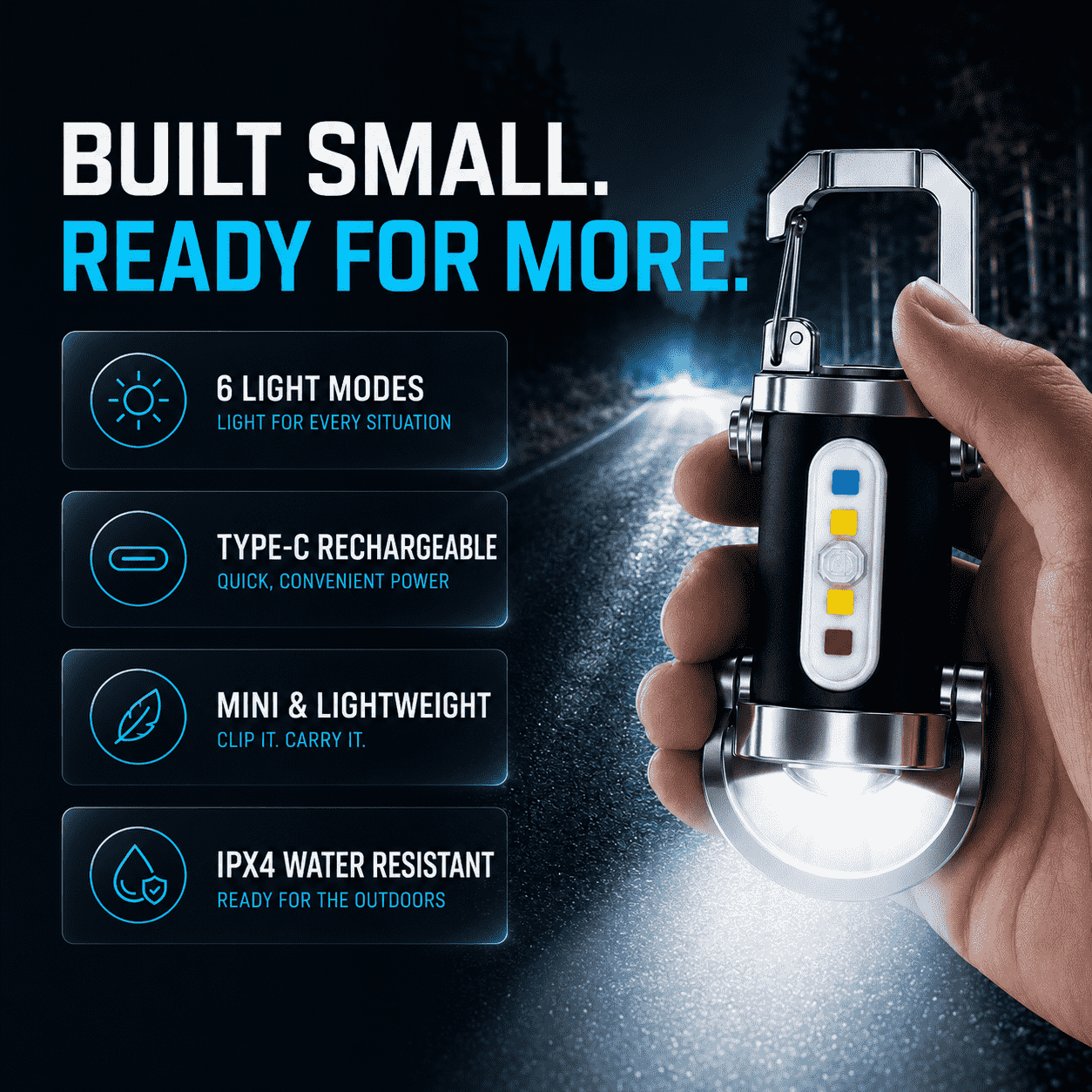 Sky-Reaching Beam Mini Keychain Flashlight – Ultra Bright Waterproof LED Pocket Light