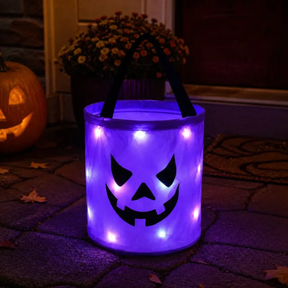 LED Light-Up Halloween Pumpkin Candy Buckets – Reusable Trick-or-Treat Bags🎃